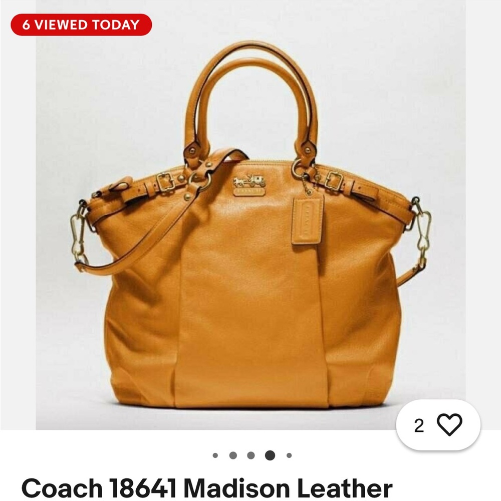Coach Madison Leather Satchel in Mustard Yellow